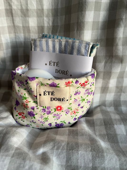 Panière lingettes - Fleurs Violettes