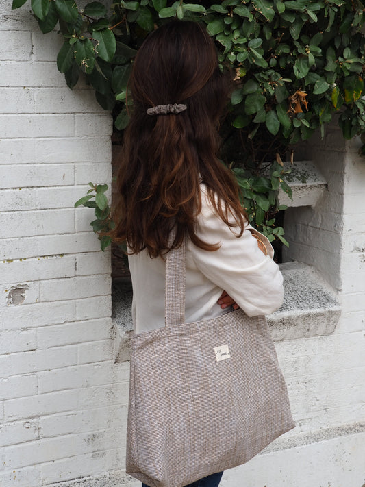 Barrette Plissée Pied-de-poule beige