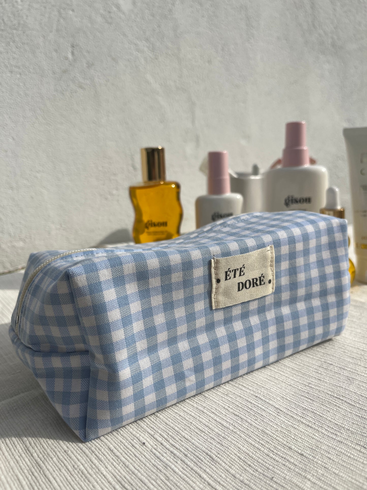 Trousse Carrée Medium - Vichy Bleu