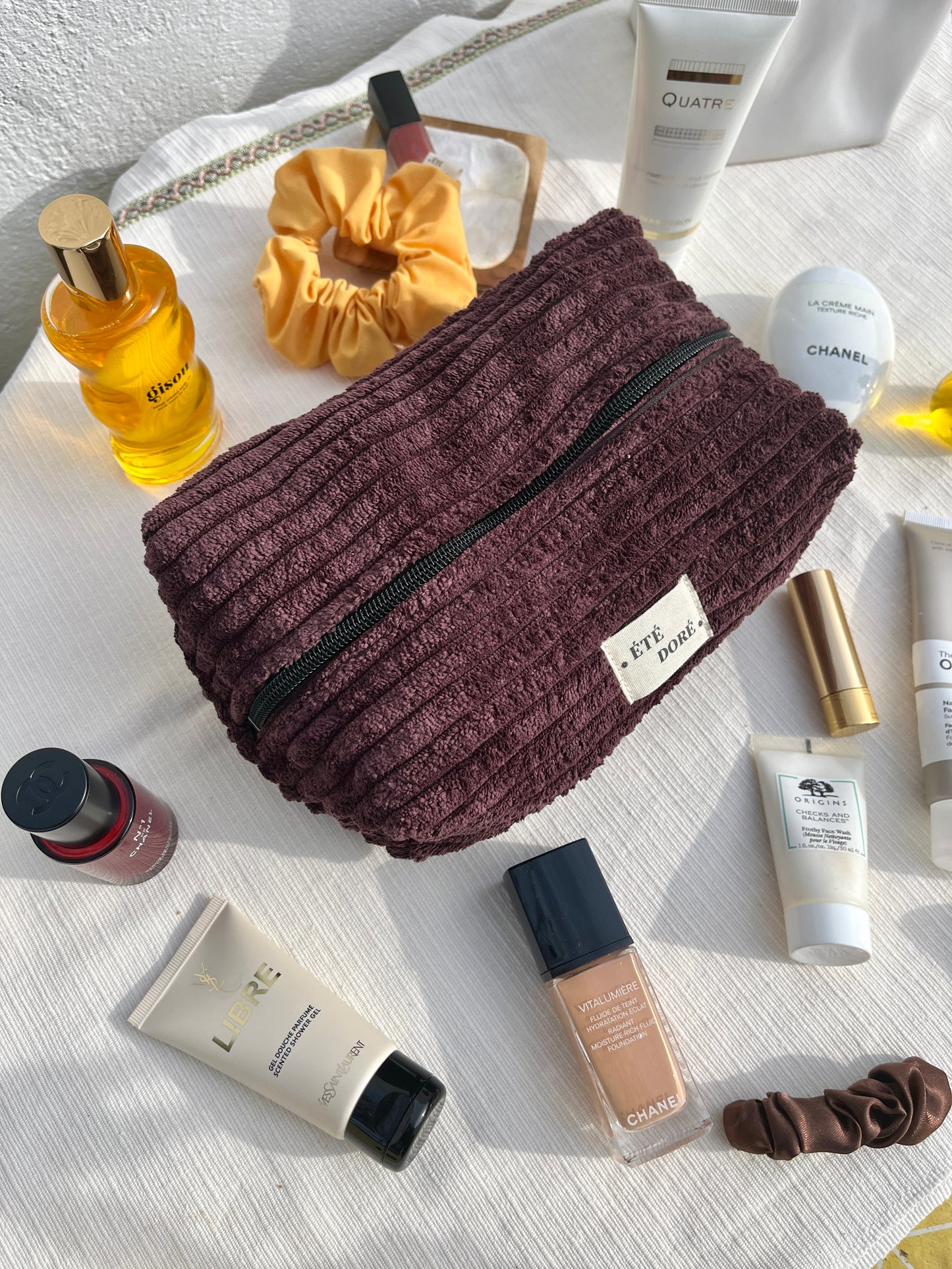 Trousse Carrée Grande - Velours Aubergine
