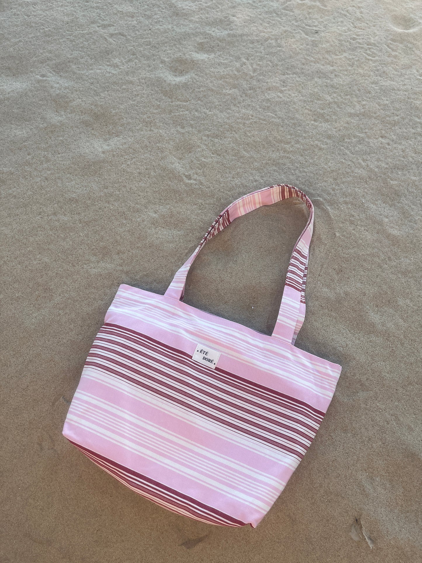 Tote Bag Zippé Rose Rayures