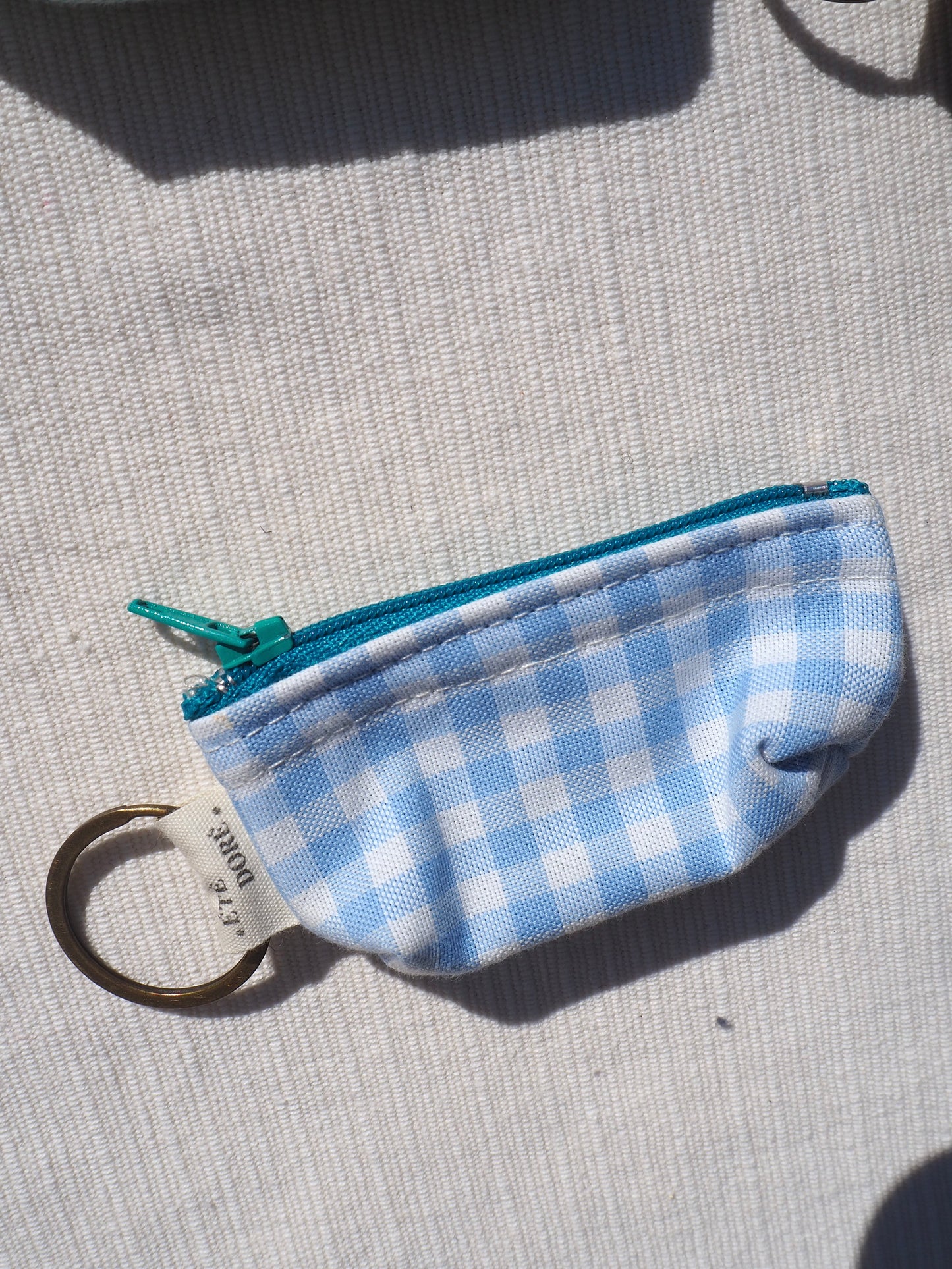 Porte-clés - Vichy Bleu zip canard