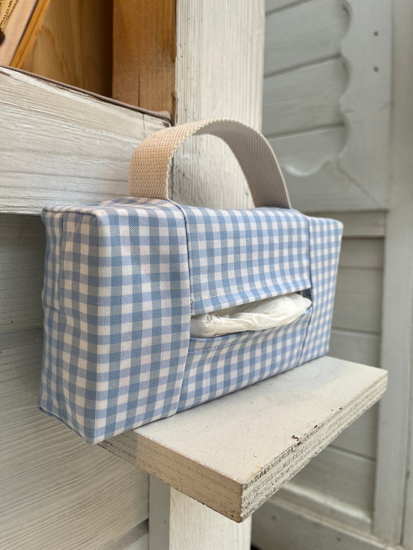 Boîte à mouchoirs Vichy Bleu