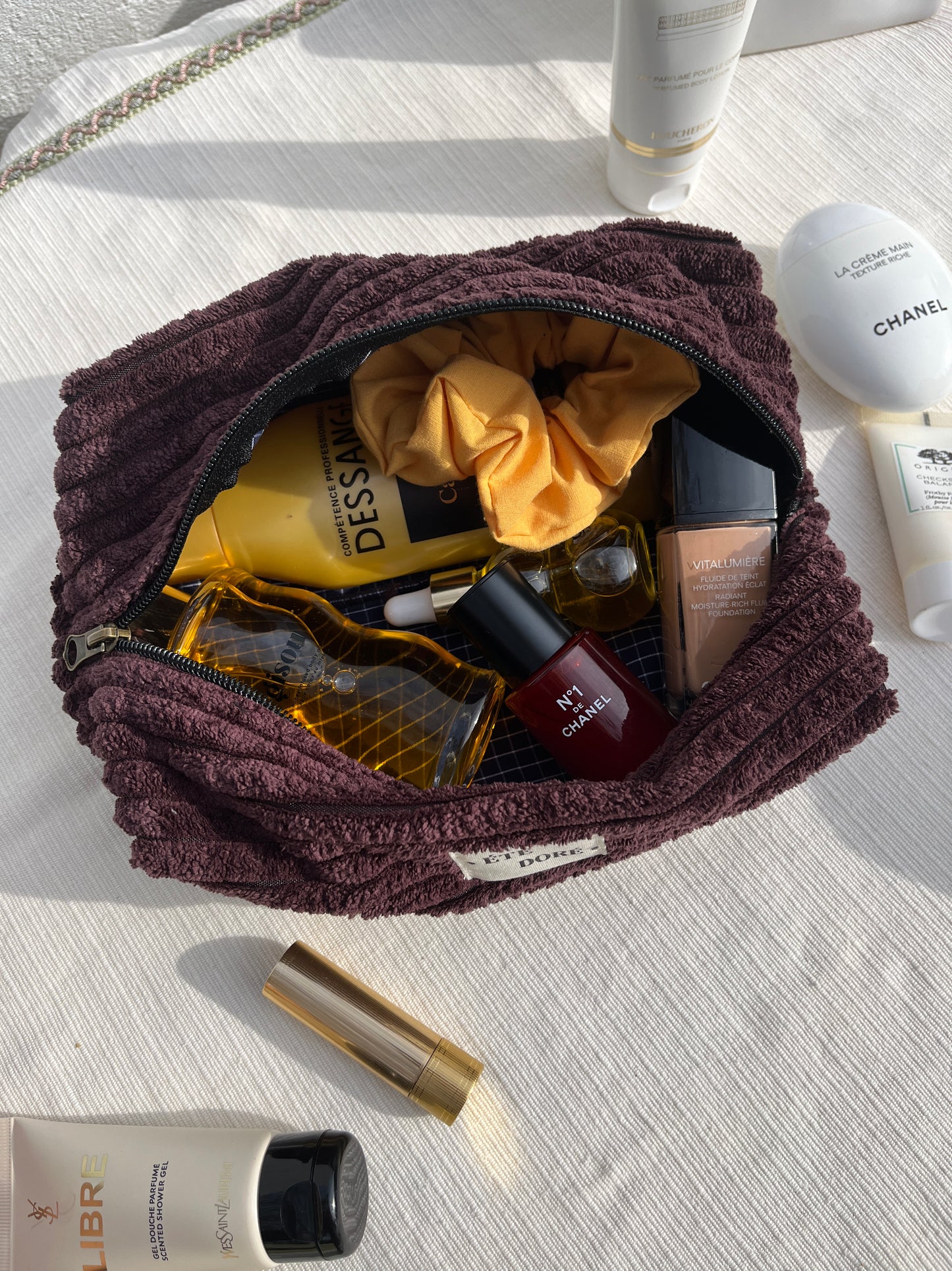 Trousse Carrée Grande - Velours Aubergine