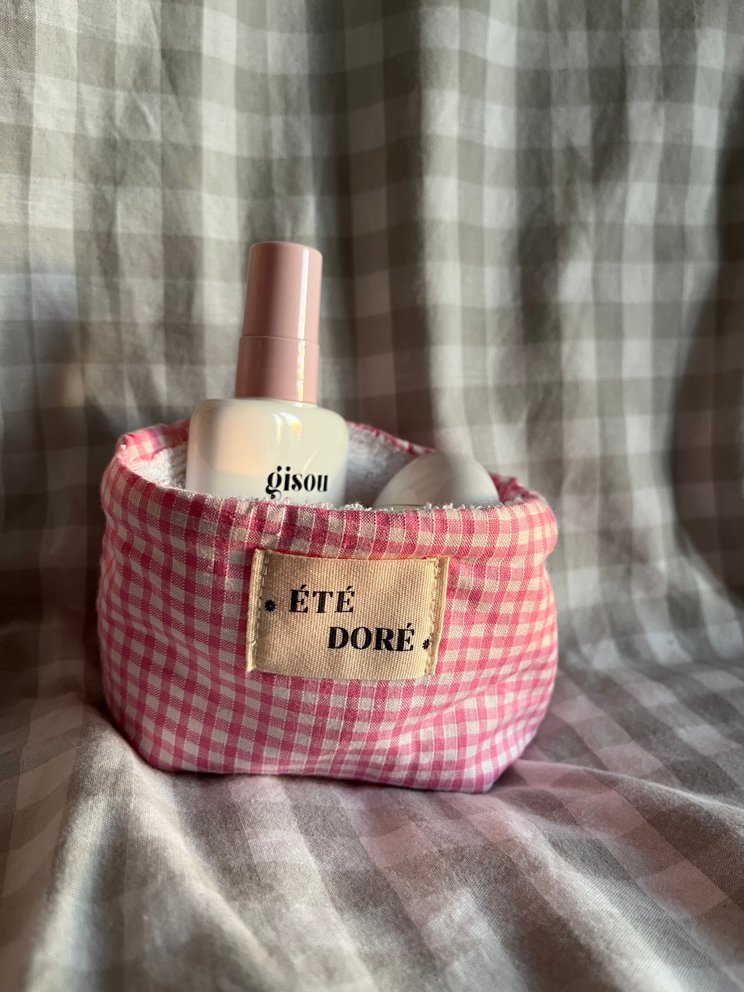 Panière Lingettes - Mini Vichy Rose