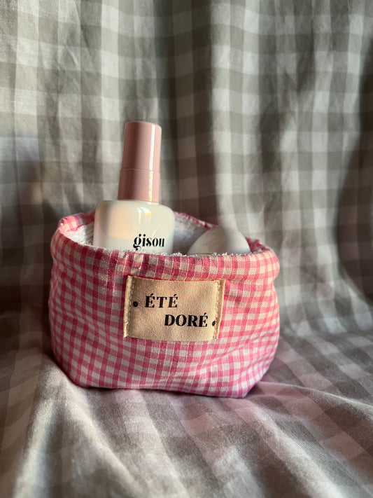 Panière Lingettes - Mini Vichy Rose