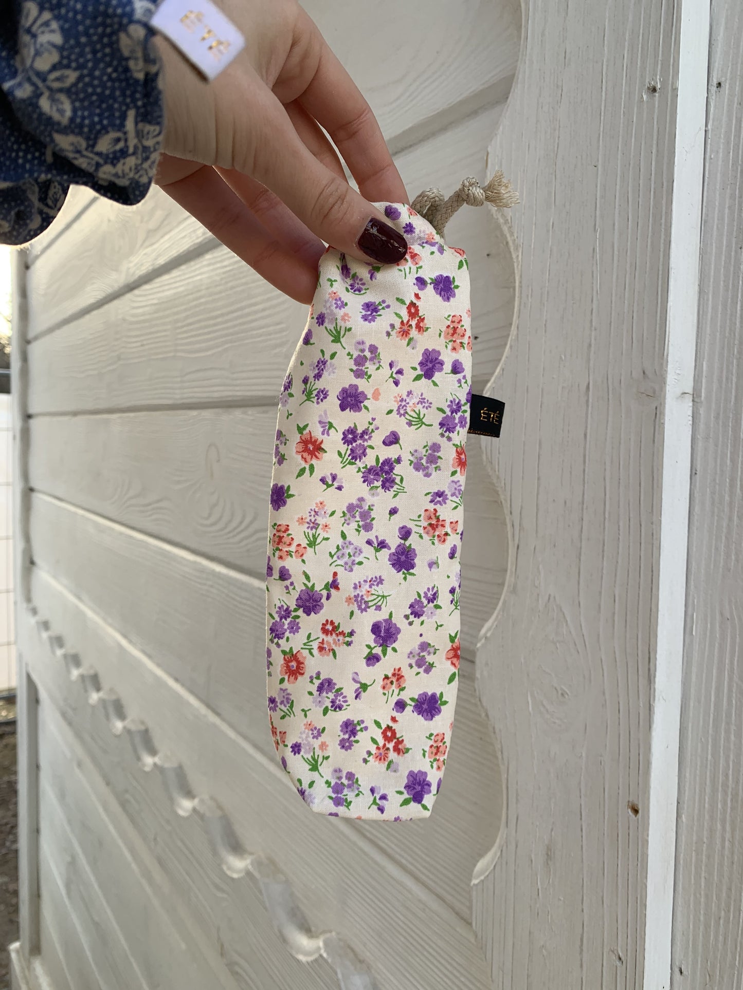 Pochette Couverts Fleurs Violettes