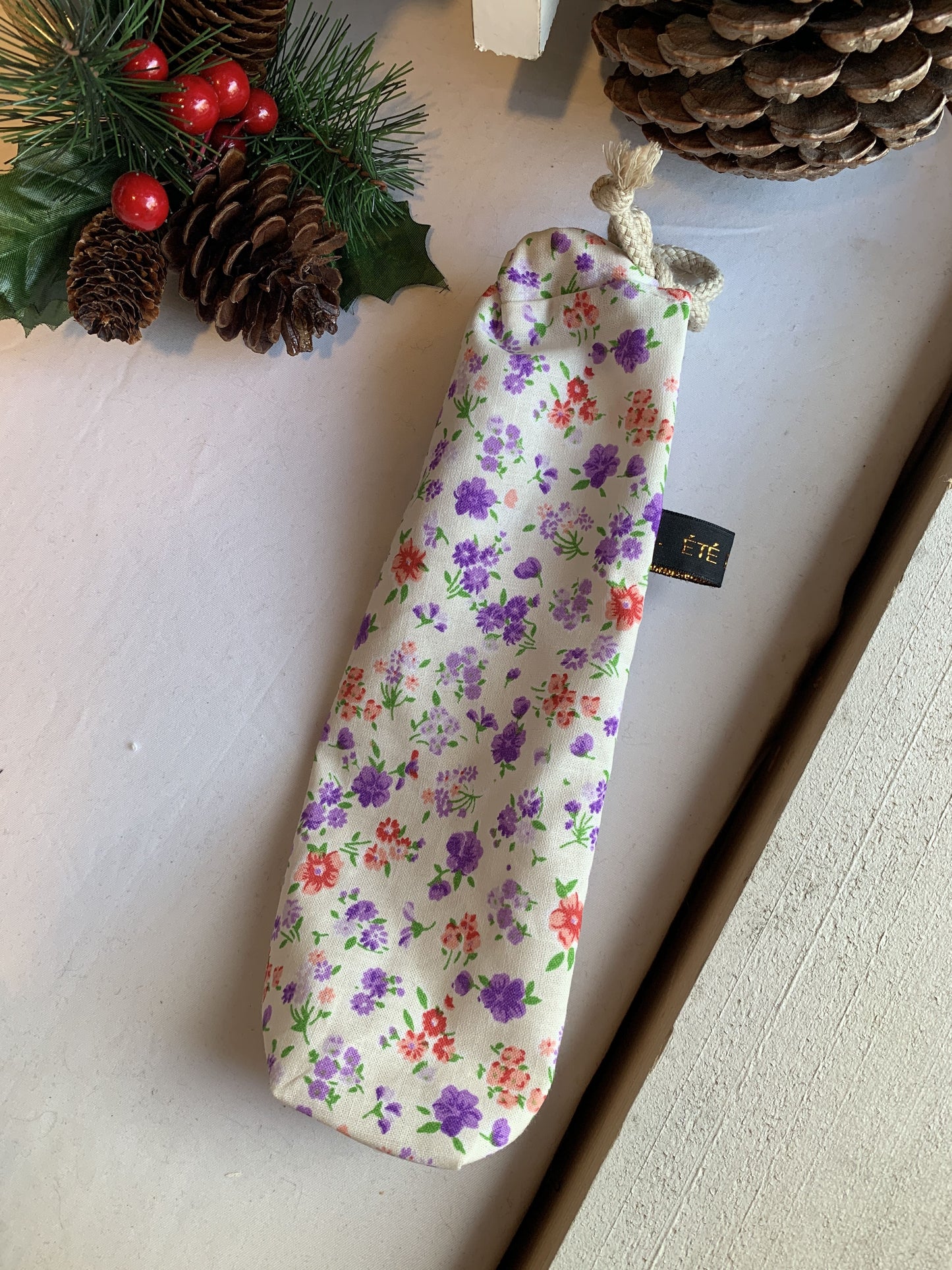 Pochette Couverts Fleurs Violettes