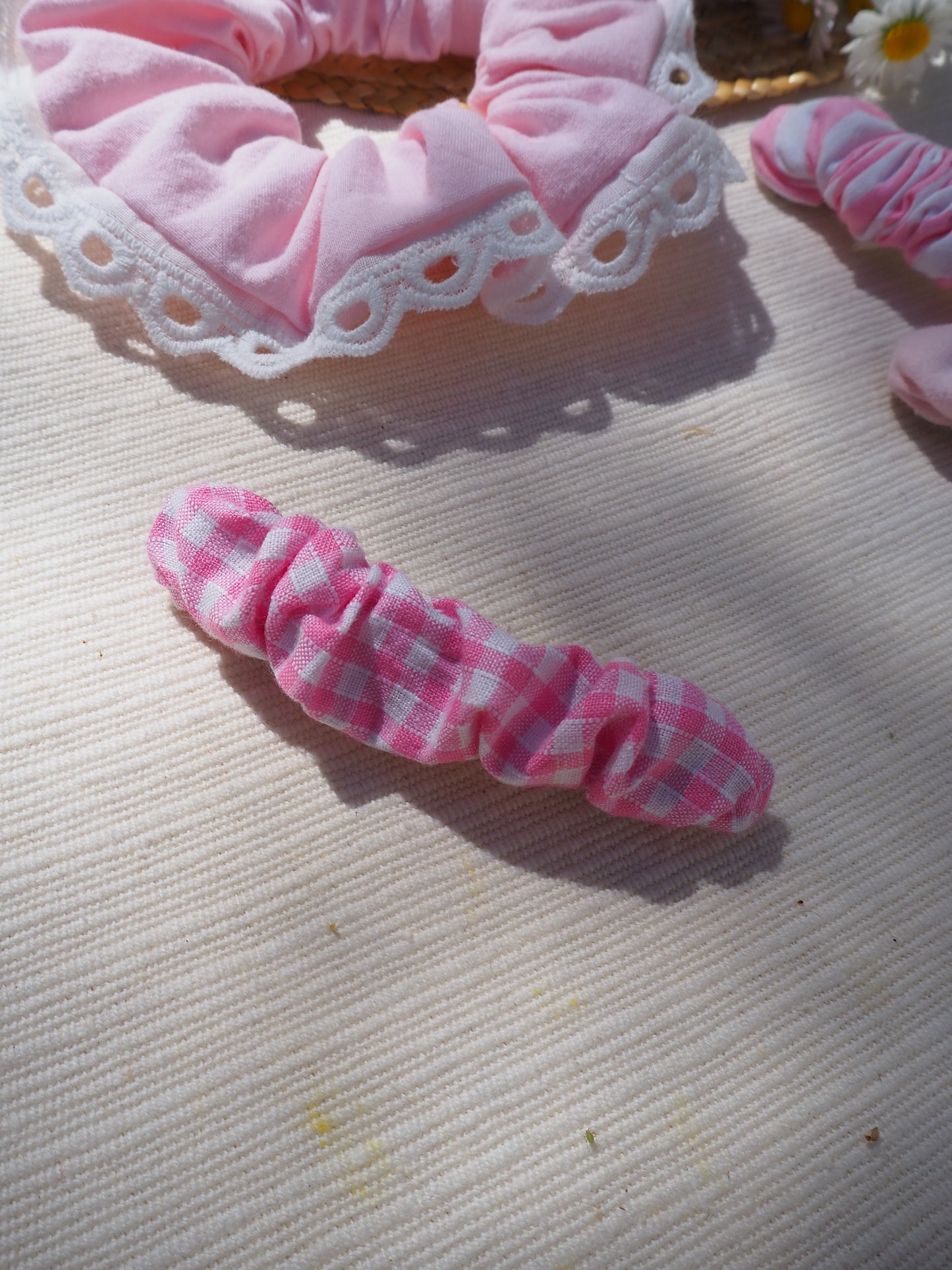 Barrette Plissée Vichy Rose Mini