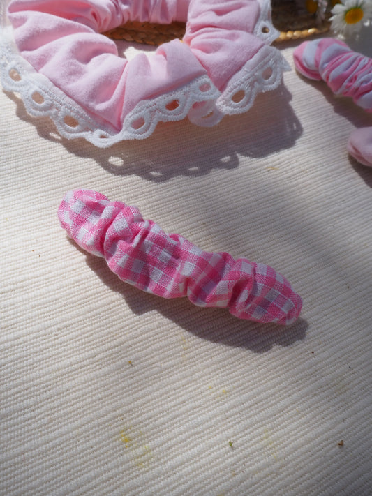 Barrette Plissée Vichy Rose Mini