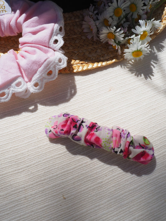 Barrette Plissée Fleurs Roses