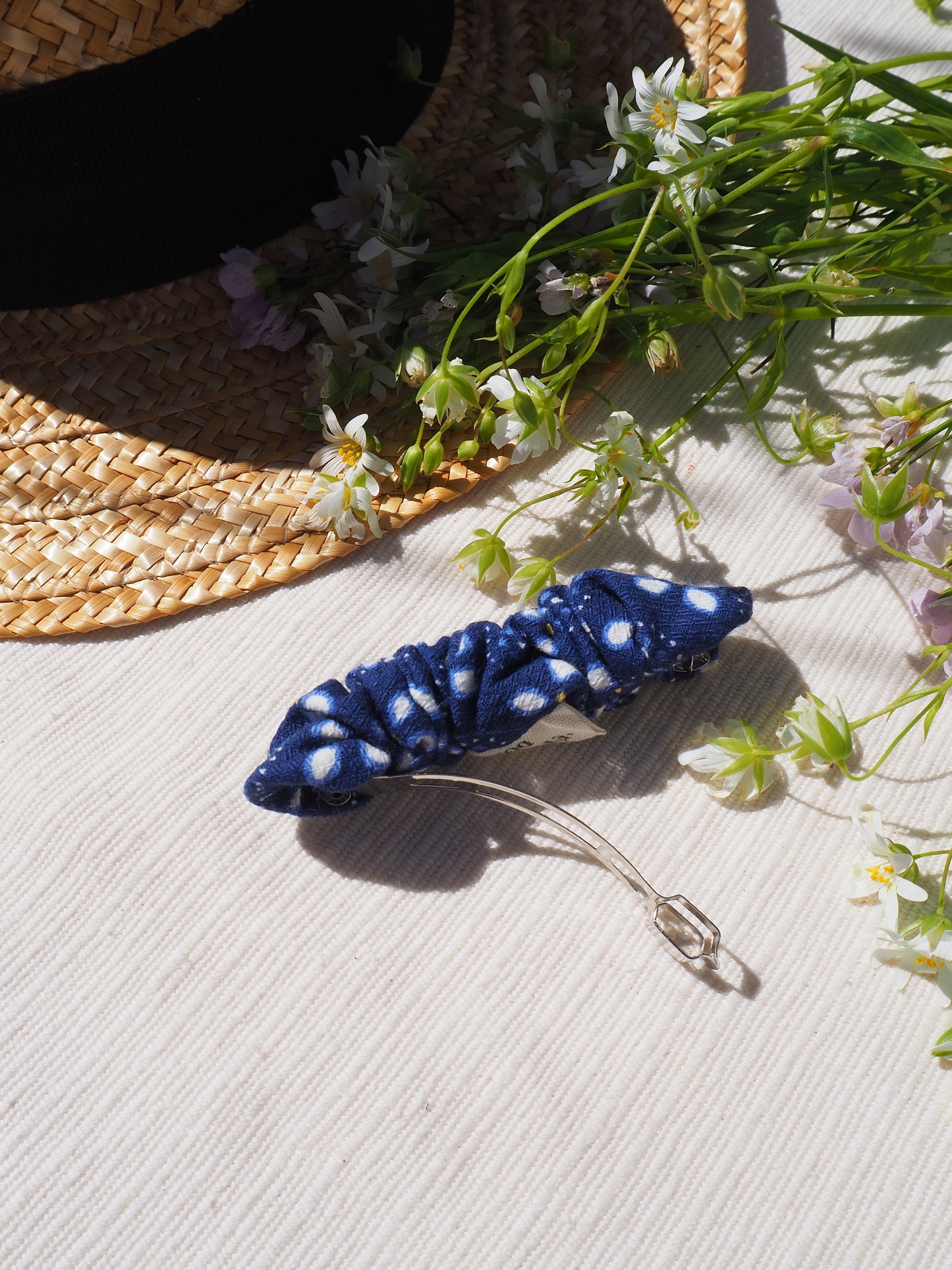 Barrette Plissée Bleu étoiles