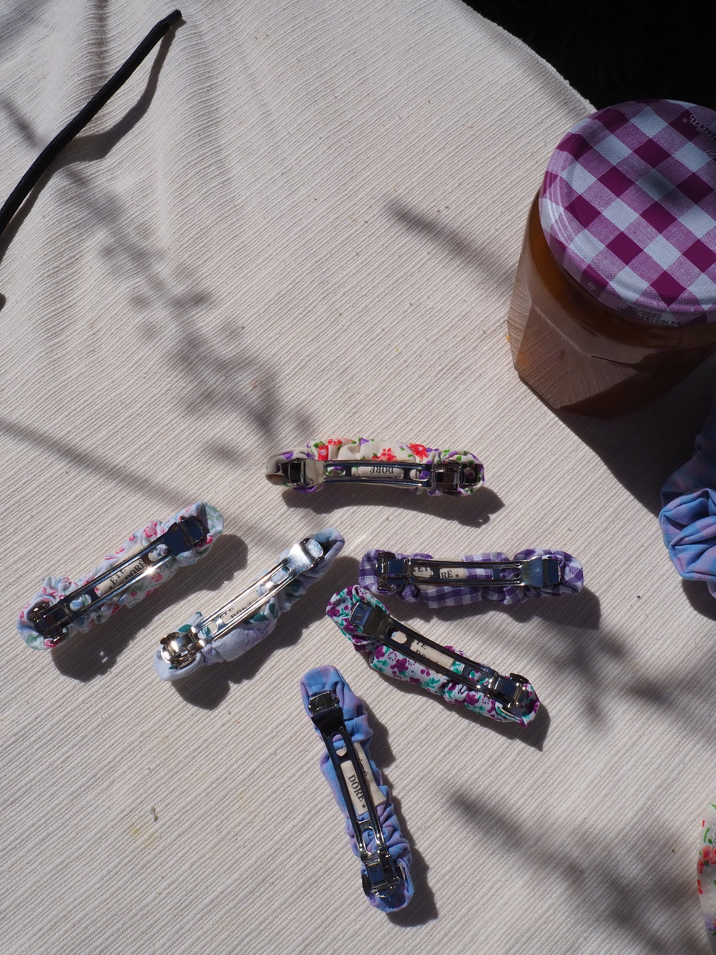 Barrette Plissée Vichy Fleurs Violettes
