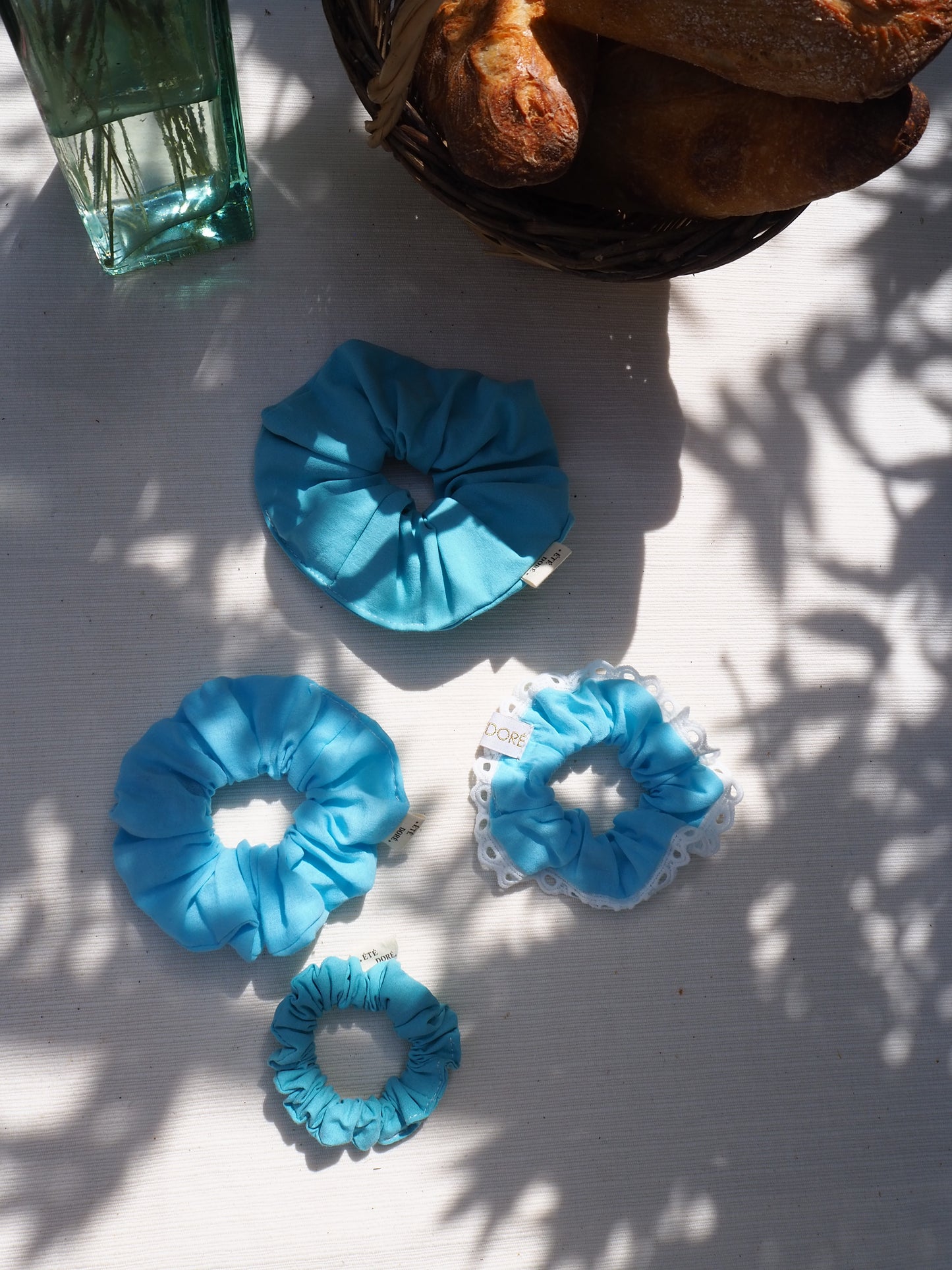 Chouchou liseret dentelle ovale - Turquoise