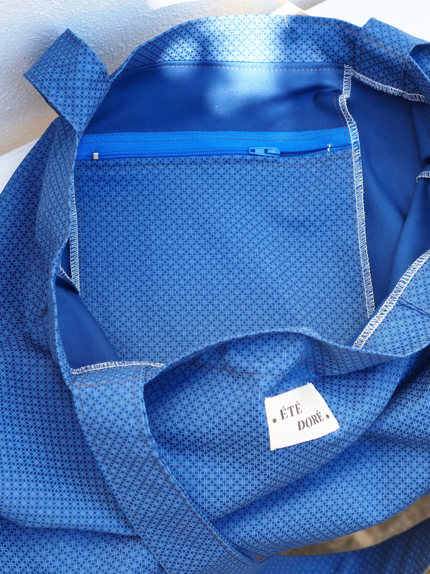 Tote bag poche - Cobalt motifs