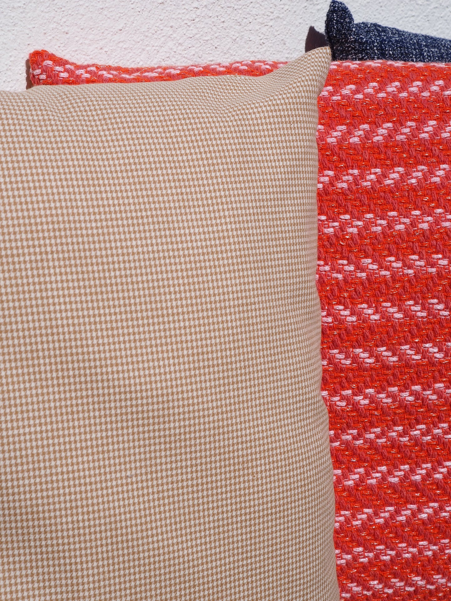 Grand coussin - Beige pied-de-poule