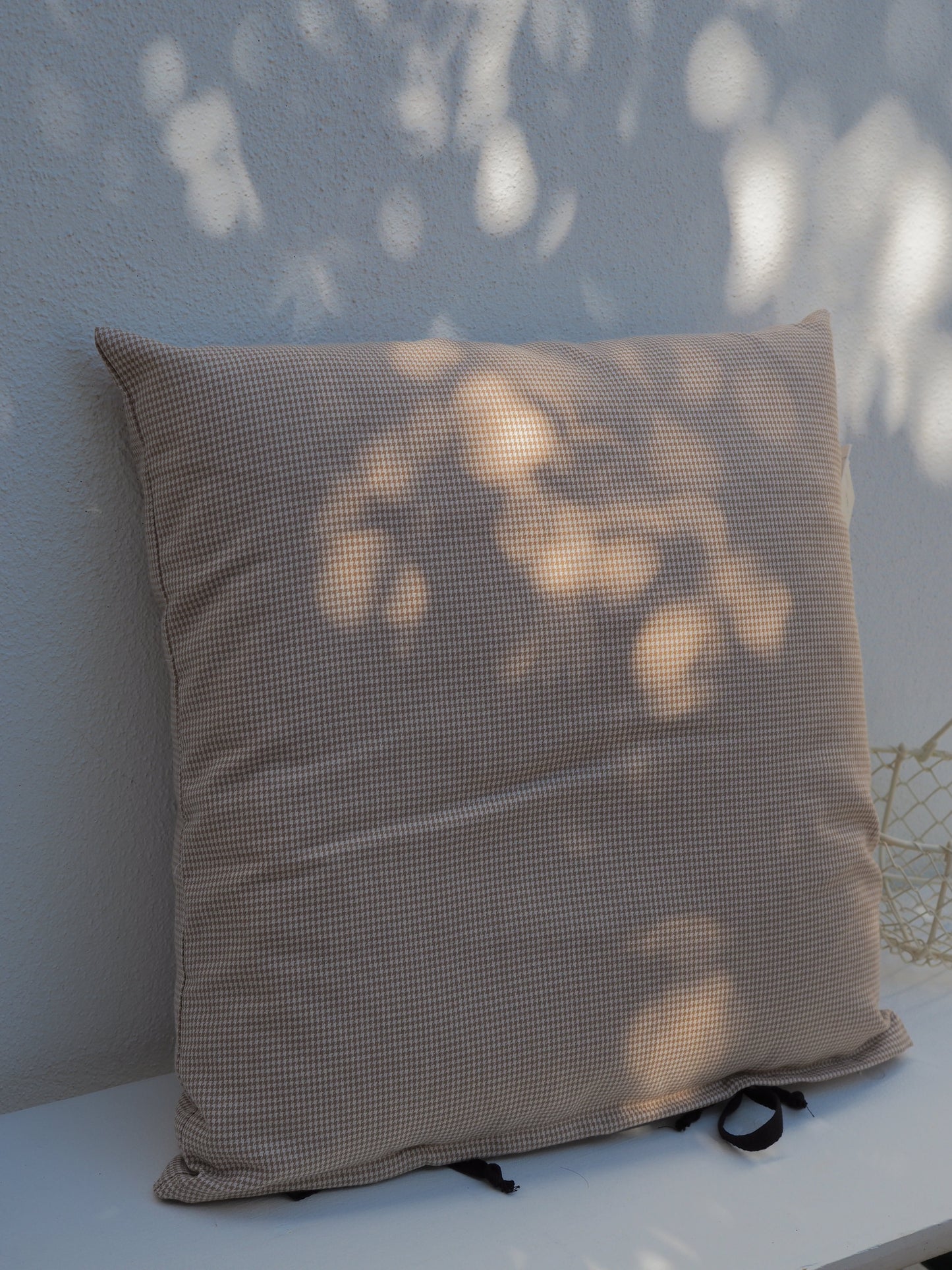 Grand coussin - Beige pied-de-poule