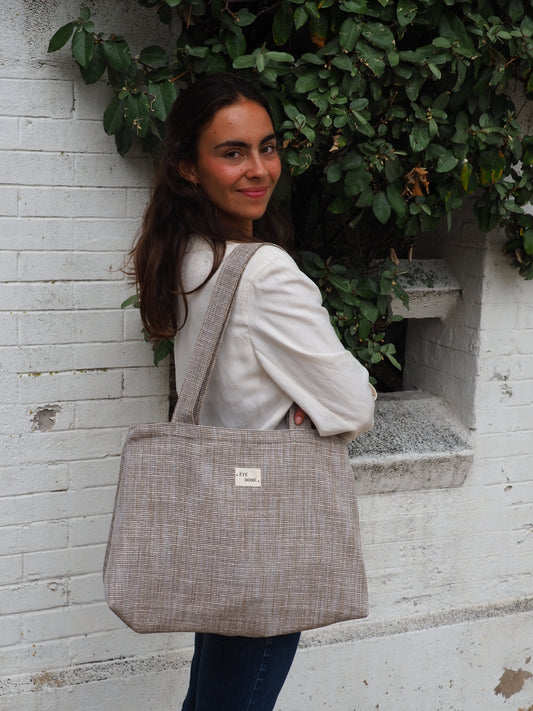 Tote Bag Zippé Poche - Beige meuble