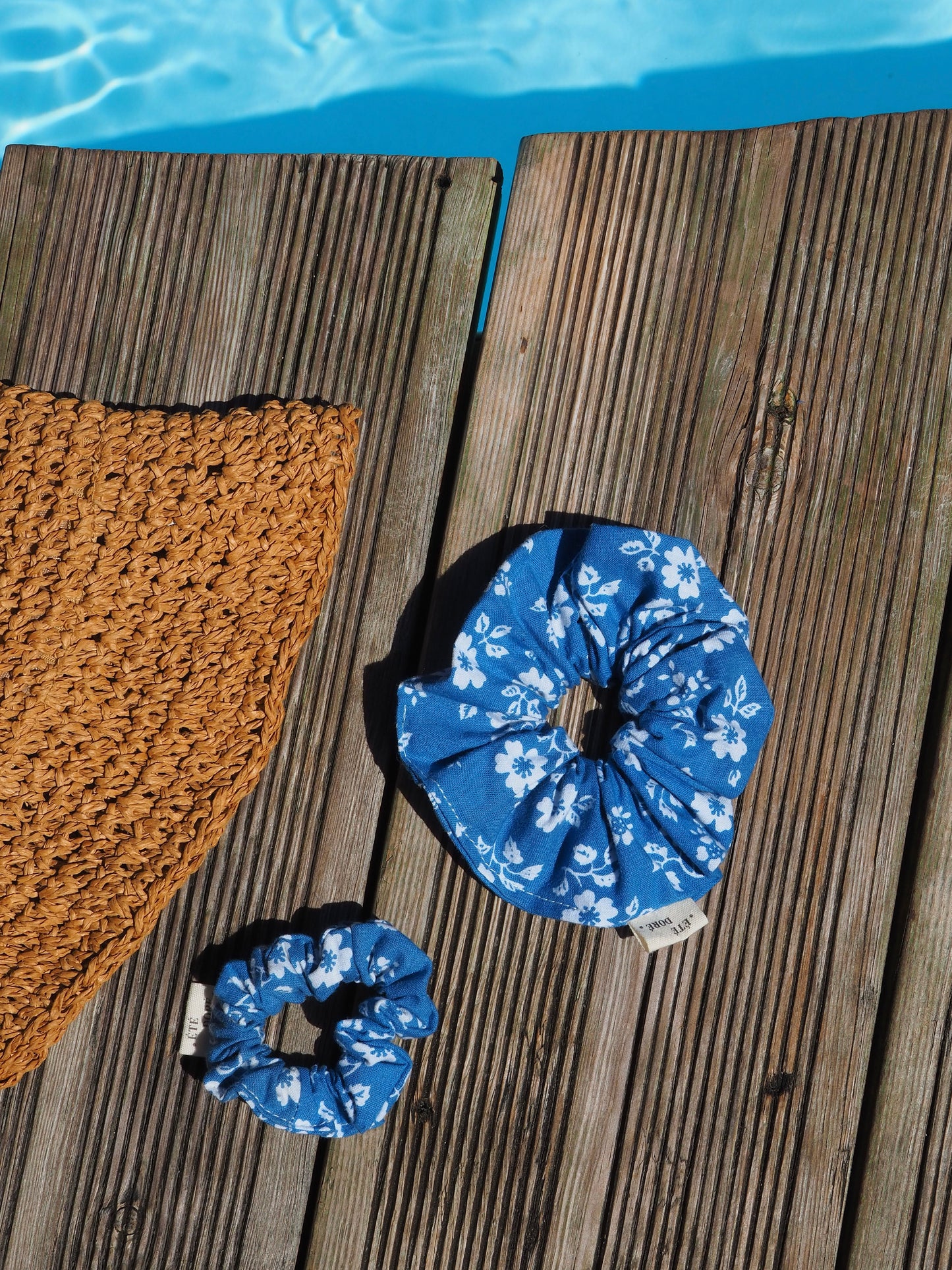 Chouchou classique - Bleu jean blanc