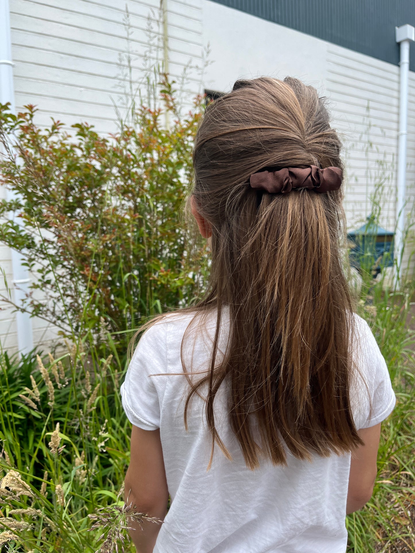 Barrette Plissée Marron Satiné