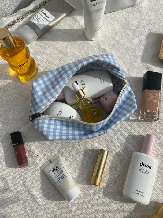 Trousse Carrée Medium - Vichy Bleu