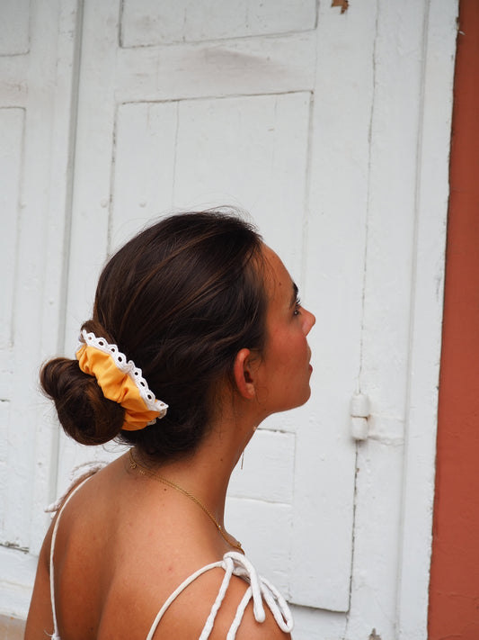 Chouchou liseret dentelle ovale - Tournesol