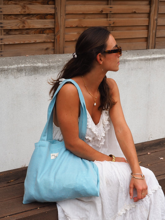 Tote bag poche - Turquoise piscine