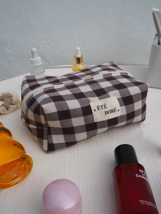 Trousse Carrée Medium - Vichy Marron