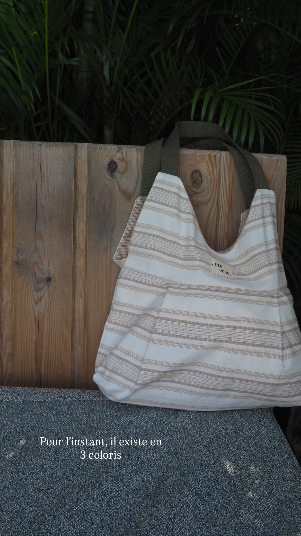 Sac top - Rayures beiges et blanches