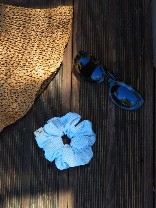 Chouchou classique - Blanc points bleus