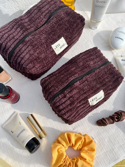 Trousse Carrée Medium - Velours Aubergine