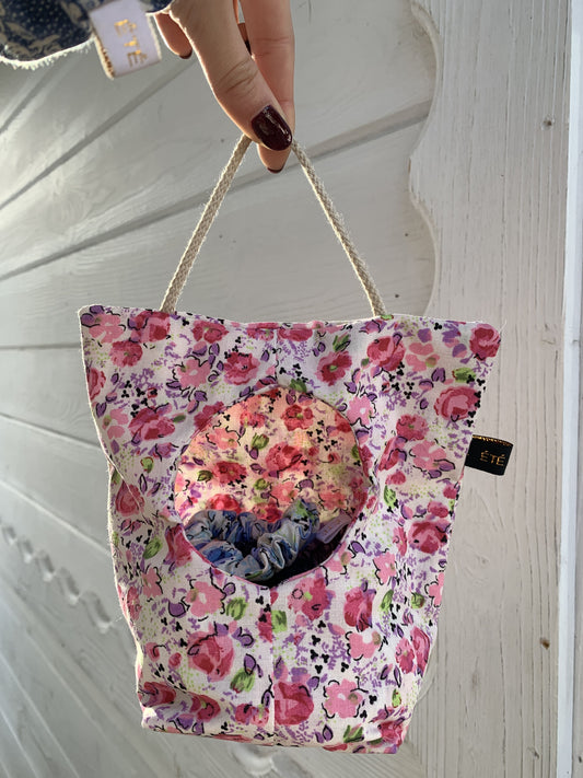 Panière Fleurs Roses