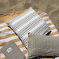 Grand coussin - Blanc rayures beige