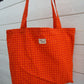 Tote bag large orange fleuri