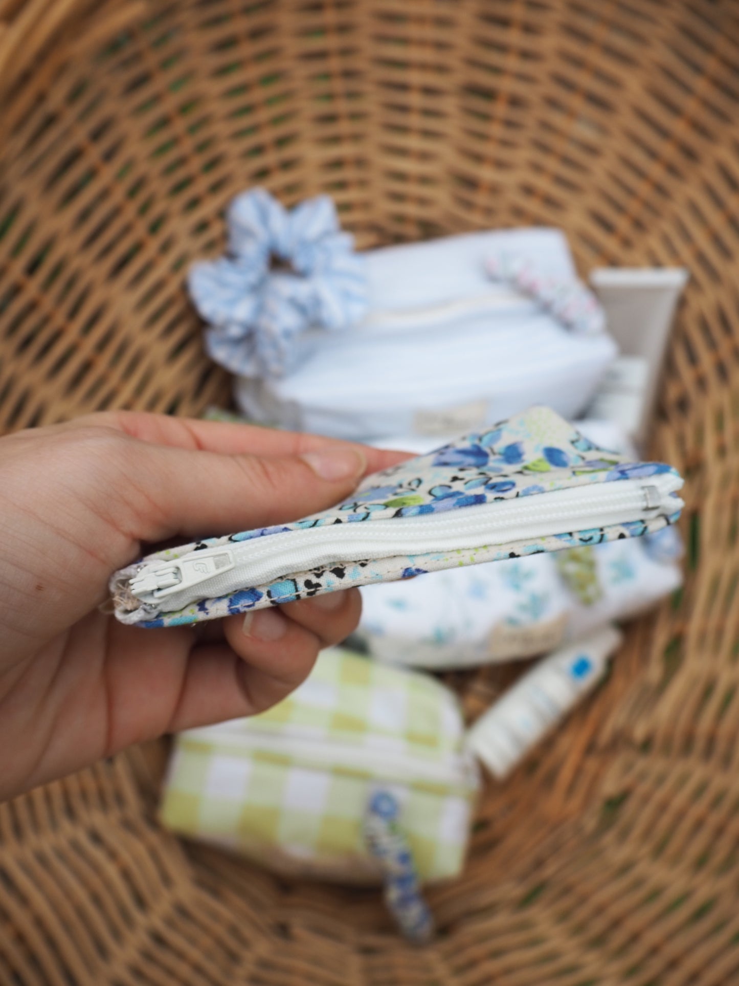 Trousse Bijoux - Fleurs Bleues