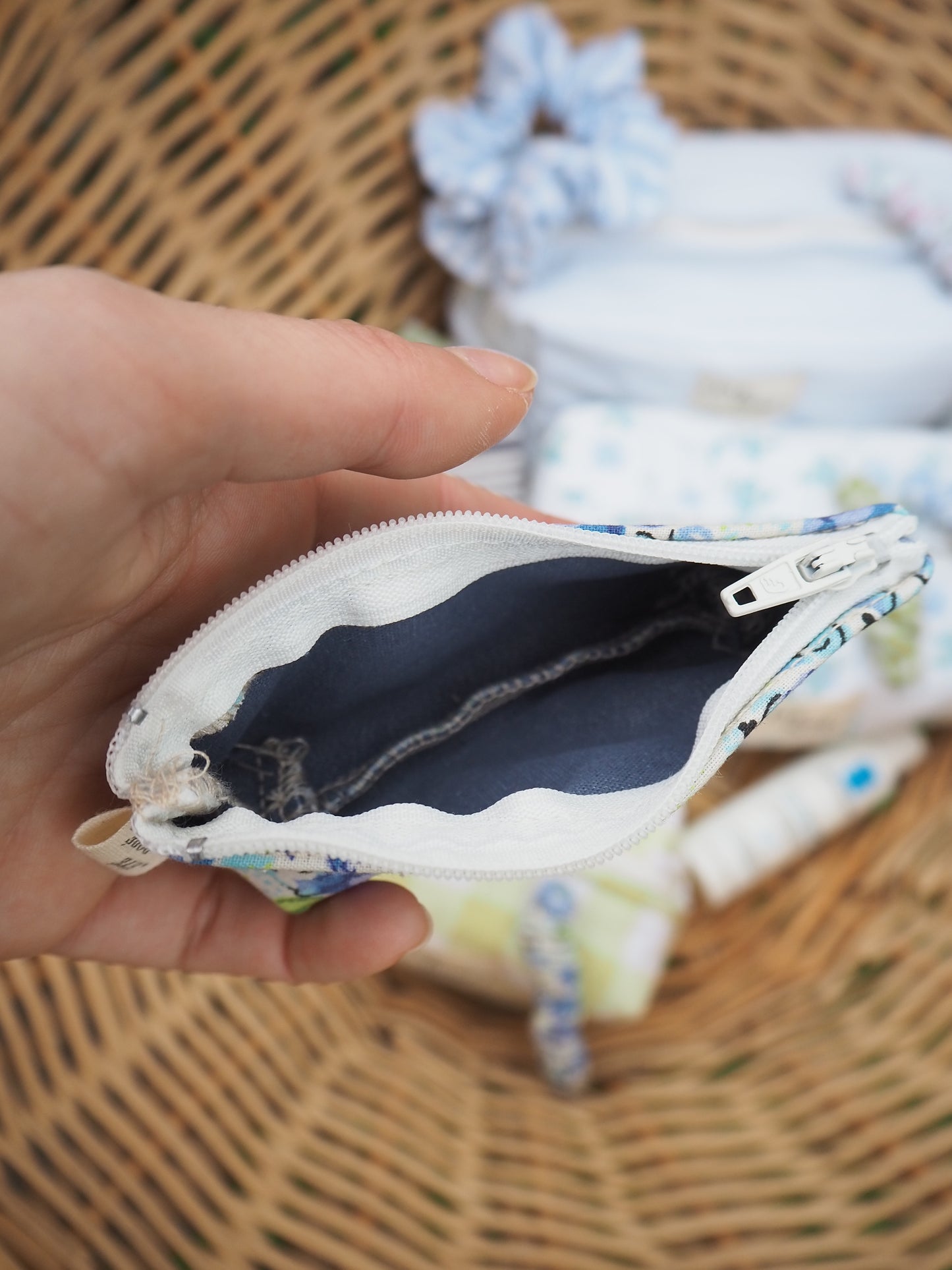 Trousse Bijoux - Fleurs Bleues