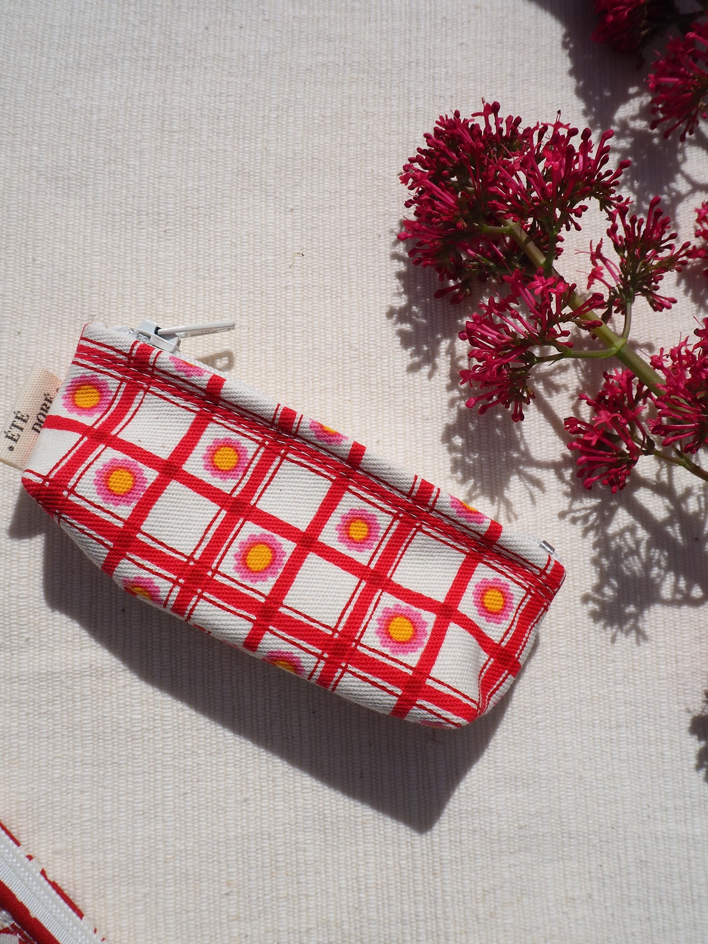 Trousse Bijoux - Rouge Fleurs Roses