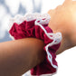 Chouchou liseret dentelle ovale - Framboise