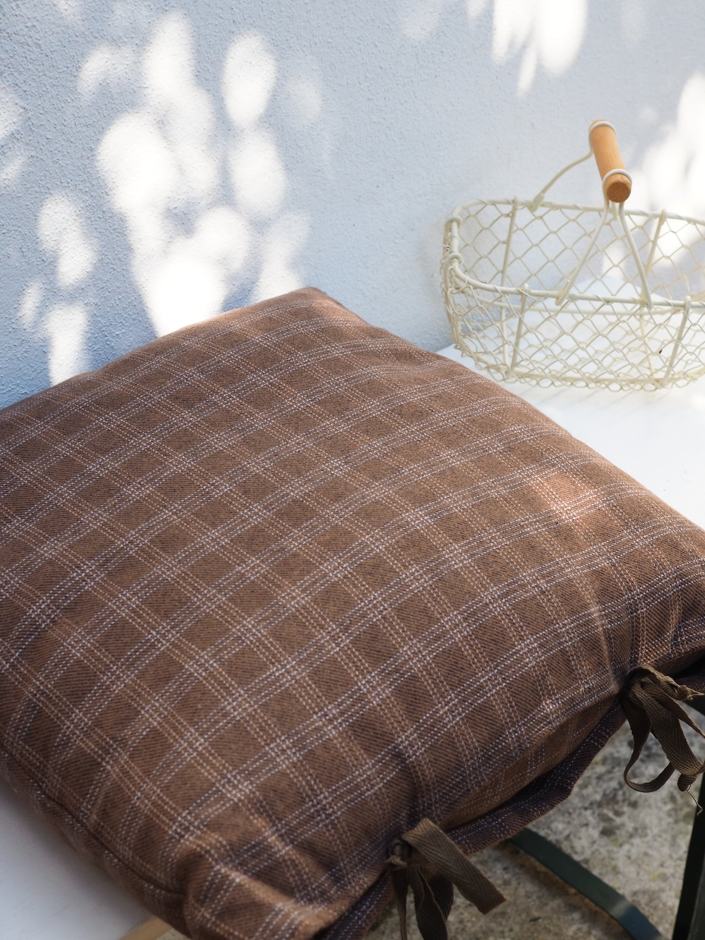 Grand coussin - Marron carreaux